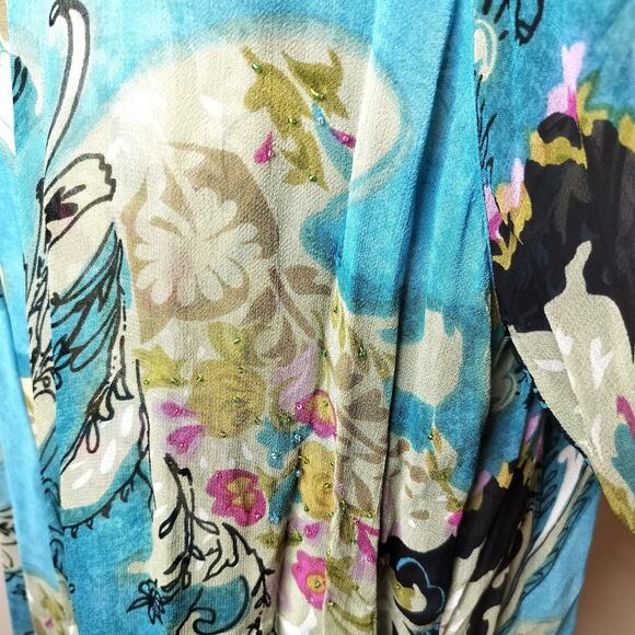 Ulla Popken Tank Jacket Set 16 / 18 Chiffon Floral Sheer Draped - Picture 6 of 12